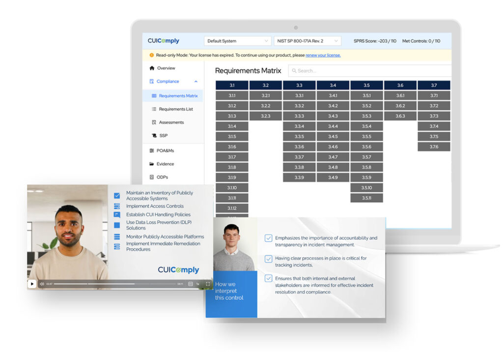 CUIComply interface screen shots